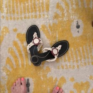 Kate Spade Macrame Sandals w/wood Medallion.